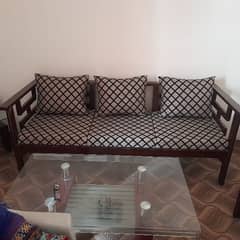 Brown Sofa Set For Sale With Glass Table