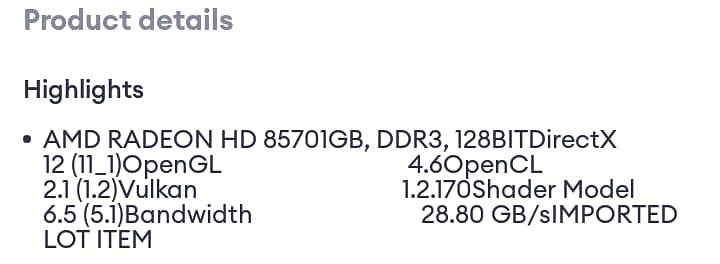 AMD Radeon R5 240 1gb ddr3 directx12 0