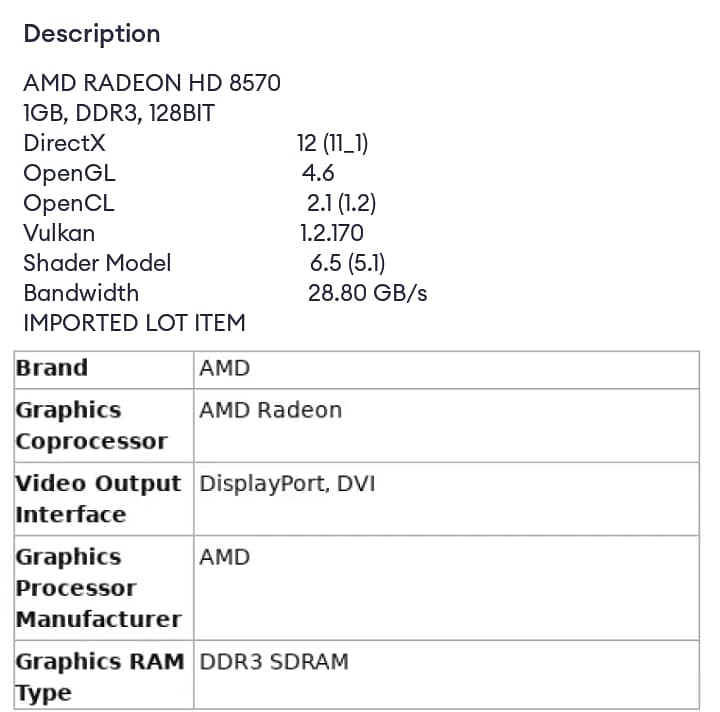 AMD Radeon R5 240 1gb ddr3 directx12 1