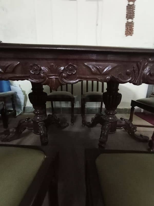 wooden dining table with 6 chairs. dining table set 4