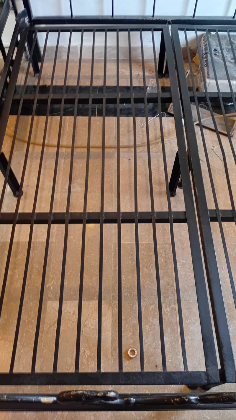 King size wrought iron bed with mattress and side tables 5