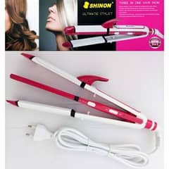 Shinon (KM-3304) 3 in 1 Hair Straightener, Crimper & Curler (Imported)