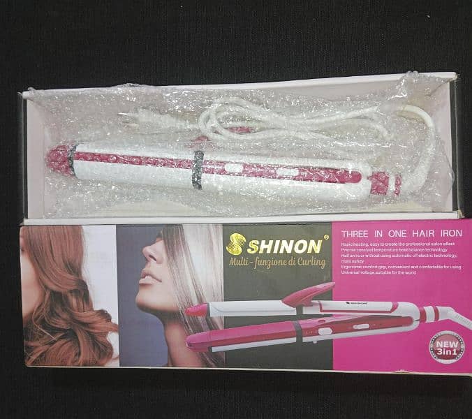 Shinon (KM-3304) 3 in 1 Hair Straightener, Crimper & Curler (Imported) 5