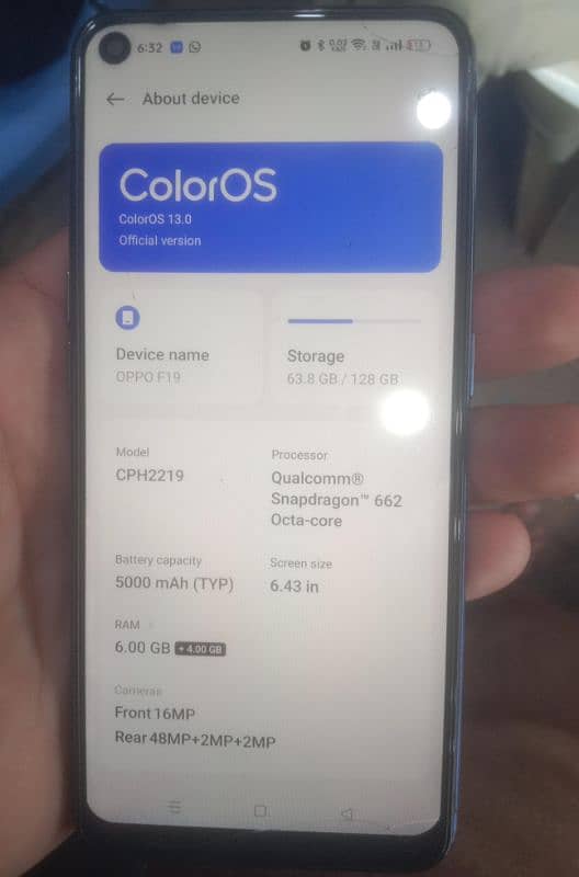 Oppo F-19 for sale 6GB Ram/128GB Internal Memory 1