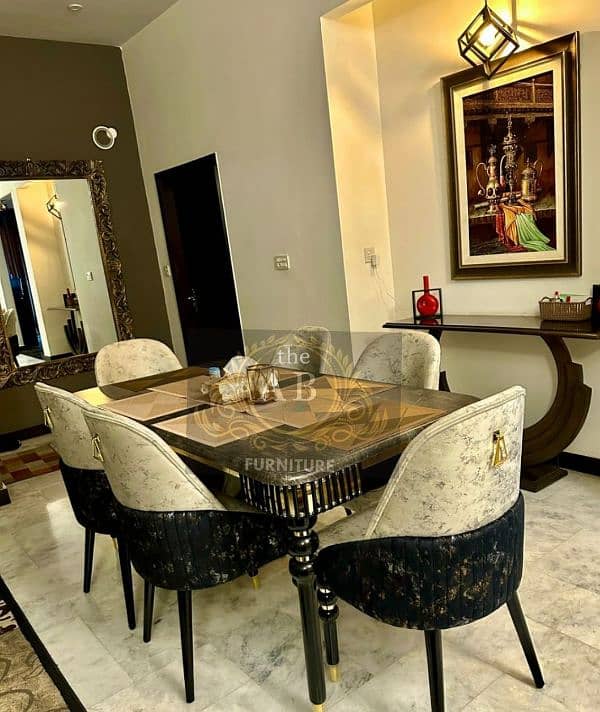 Luxurious Dining Table|Wooden,Glass,Pvc|Dining Table 4