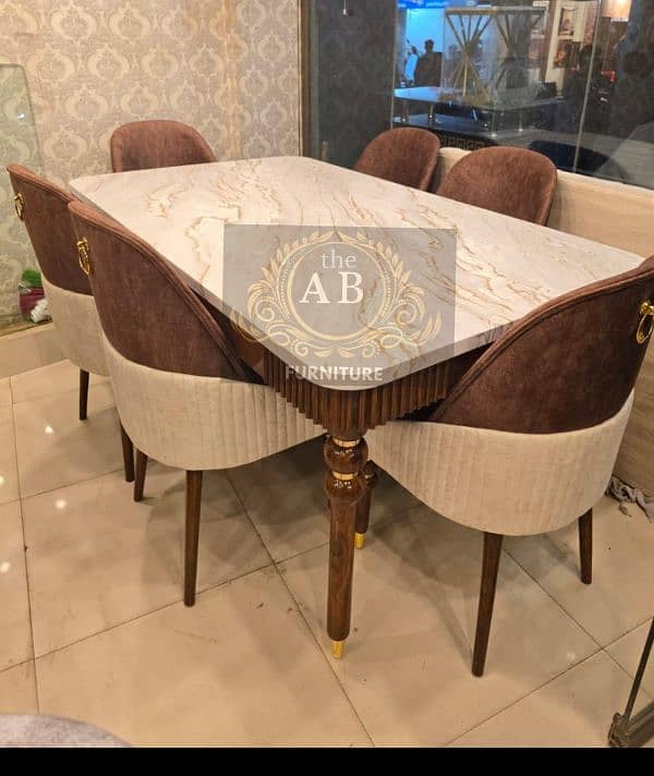 Luxurious Dining Table|Wooden,Glass,Pvc|Dining Table 9