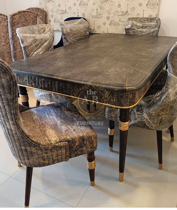 Luxurious Dining Table|Wooden,Glass,Pvc|Dining Table 19