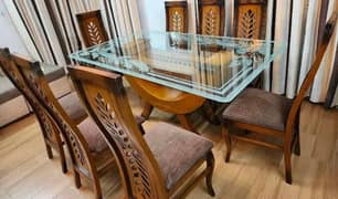 wooden Dining table with 8 chairs