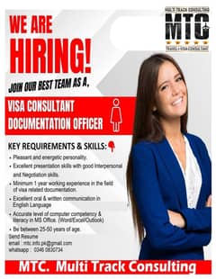 Female Visa consultant & Customer Councler and Coordinator