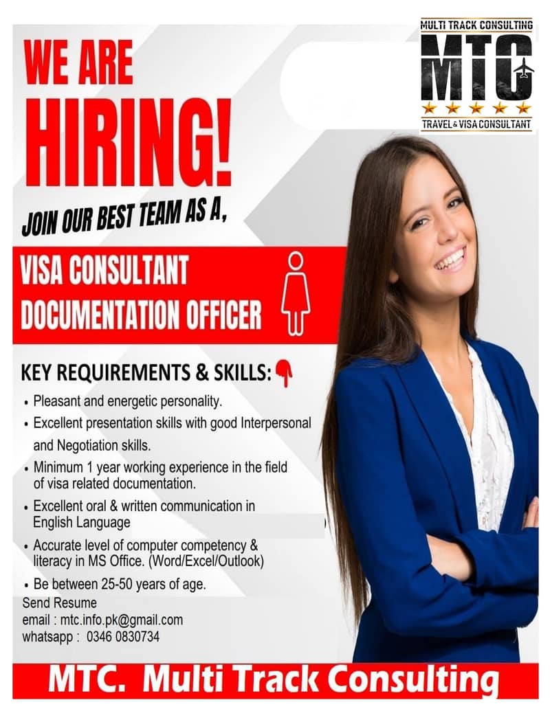 Female Visa consultant & Customer Councler and Coordinator 0