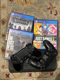 PS4 Slim 500GB with 2 Controllers & 3 Games