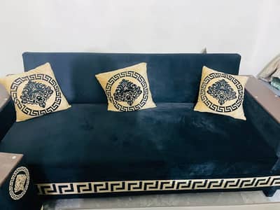 Black Velvat Sofa 5 Seater