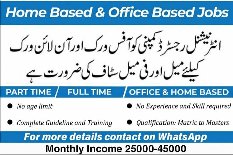 Part time,Full time, Home base online jobs 0