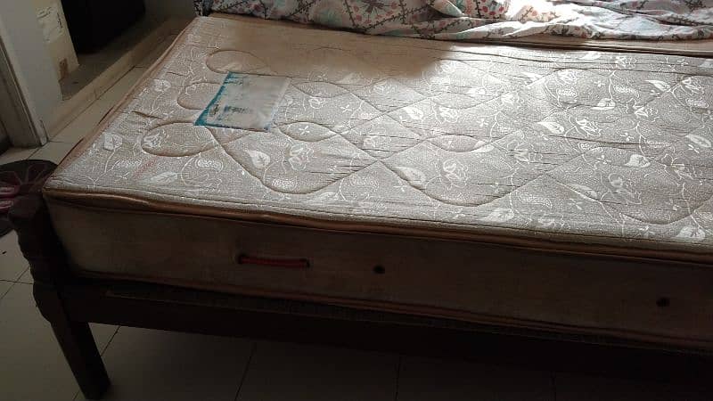 wooden Bed with spring mattress and site Boxes 1