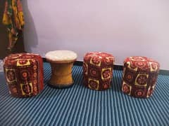 4 pieces of handmade bamboo stool-mudha stool with covers