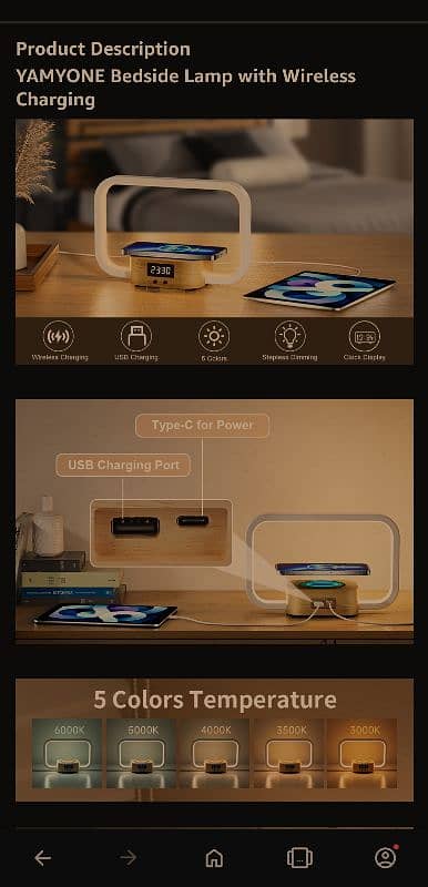 YAMYONE Bedside Lamp 4 colours, touch germany imported 5
