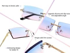 FEISEDY Vintage Rimless Sunglasses Rectangle Frameless Candy  Glasses