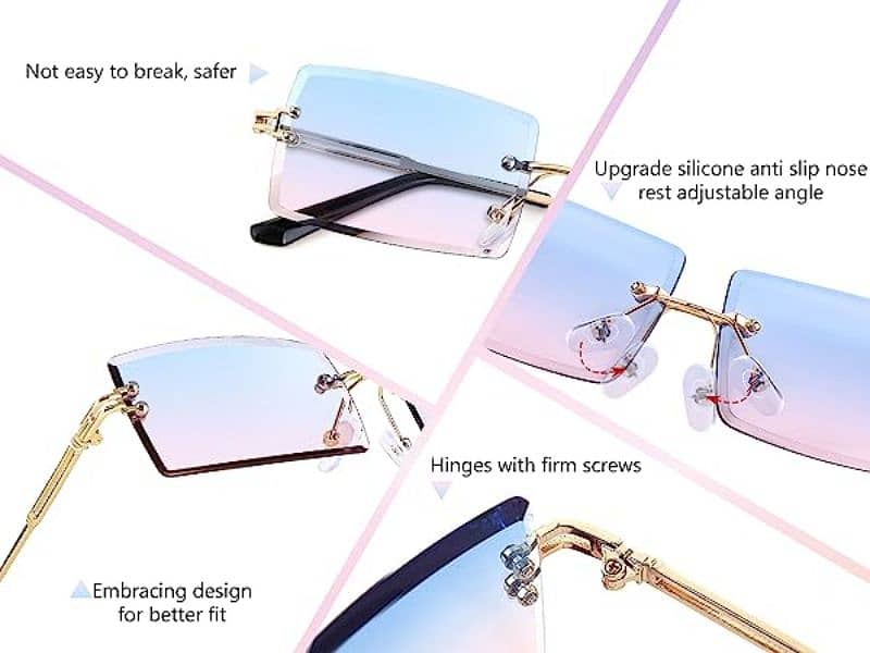 FEISEDY Vintage Rimless Sunglasses Rectangle Frameless Candy  Glasses 0