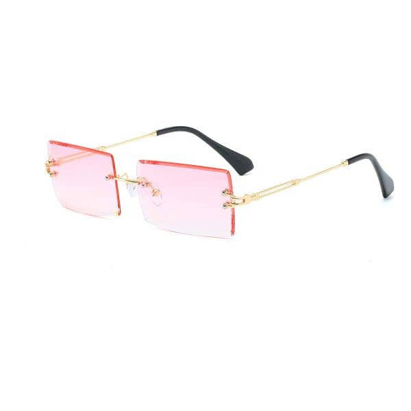 FEISEDY Vintage Rimless Sunglasses Rectangle Frameless Candy  Glasses 4