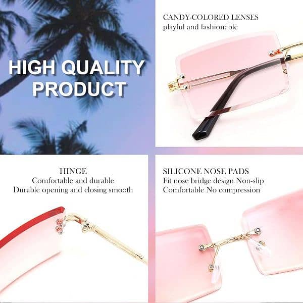 FEISEDY Vintage Rimless Sunglasses Rectangle Frameless Candy  Glasses 11