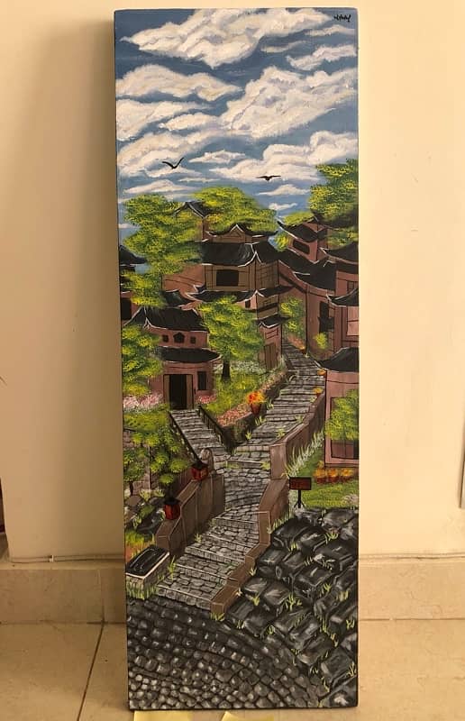 Beautiful hand painted Japanese inspired painting 0