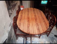 wood dining table complete set 6 chair and table new condition