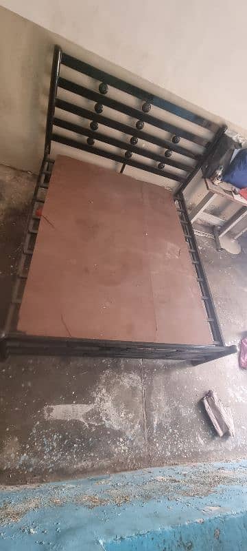 Queen Iron bed with mattress 4