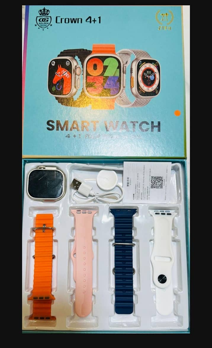 Crown 4 in 1 Smart Watch for Mens and Womens,Four Strap in One 0