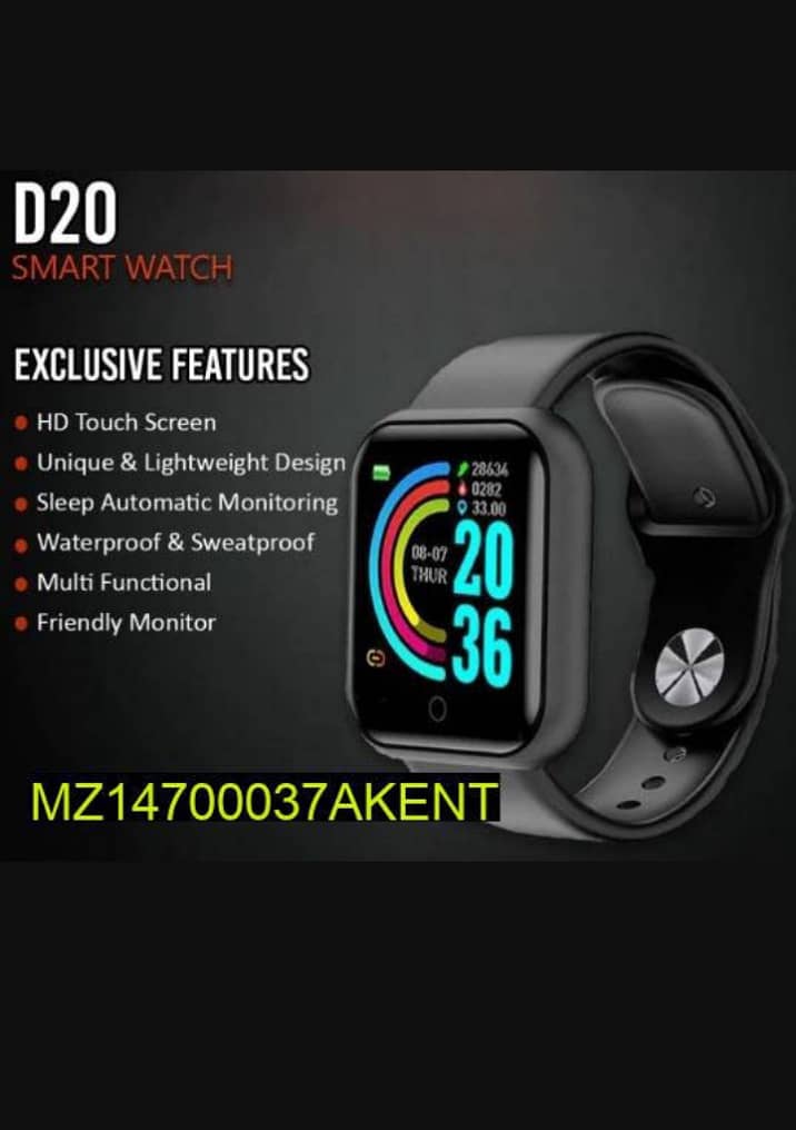 D20 SMART WATCH FOR MENS AND WOMENS| DIGITAL TOUCH SCREEN WATCH 0