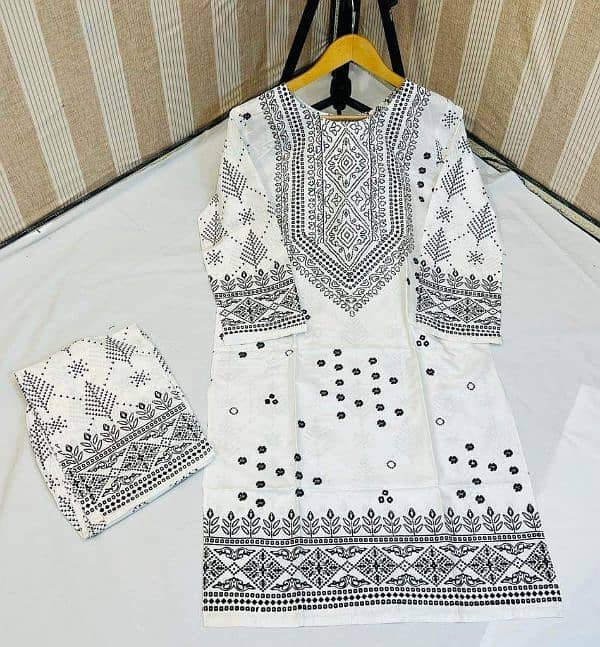 3 Pcs Women's Stitched Silk Embroidered Suit 2