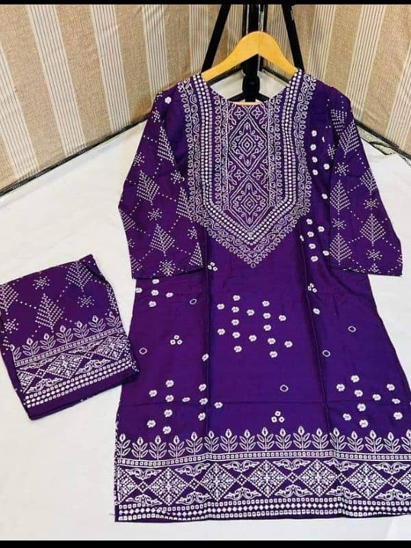 3 Pcs Women's Stitched Silk Embroidered Suit 4