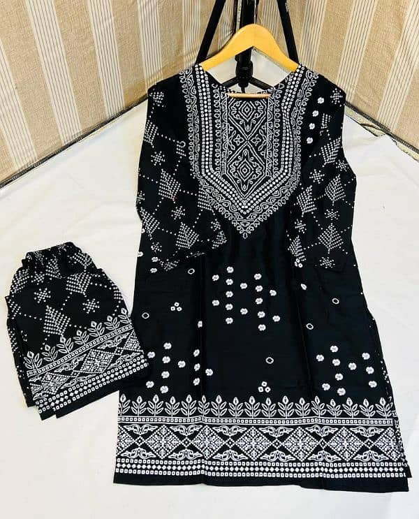 3 Pcs Women's Stitched Silk Embroidered Suit 5