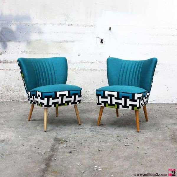 Handcrafted Velvet Chairs with Matching Ottoman 8