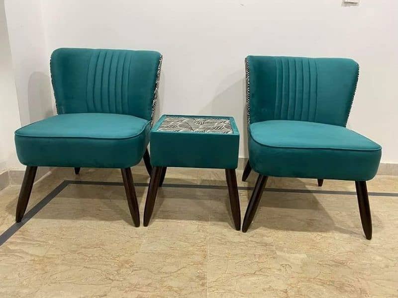 Handcrafted Velvet Chairs with Matching Ottoman 18