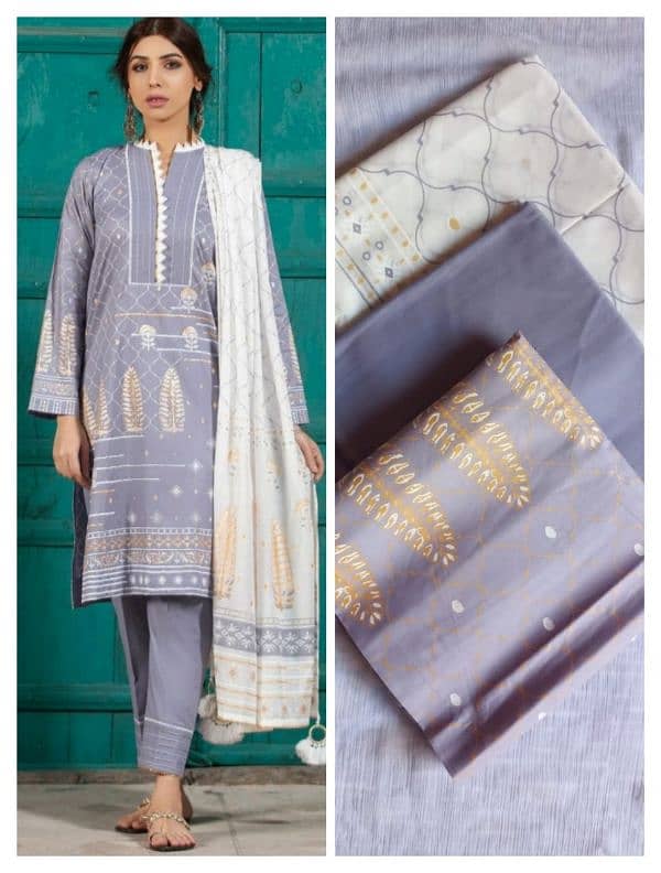 Branded (Lakhany) Unstitched Printed Lawn 03 PC Suits 3