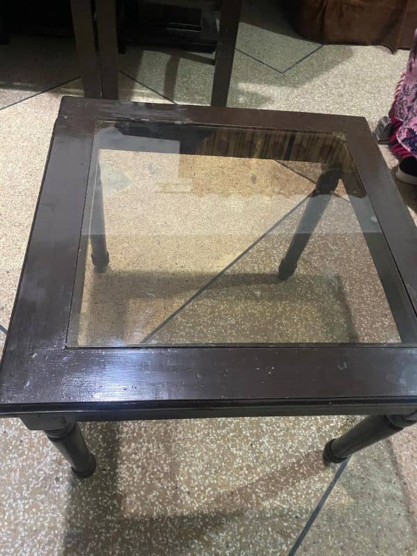 New wood center table with glass 0