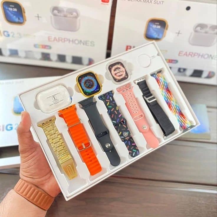 I20 Ultra Max Smart Watch with 7 Straps + Airpods2 0