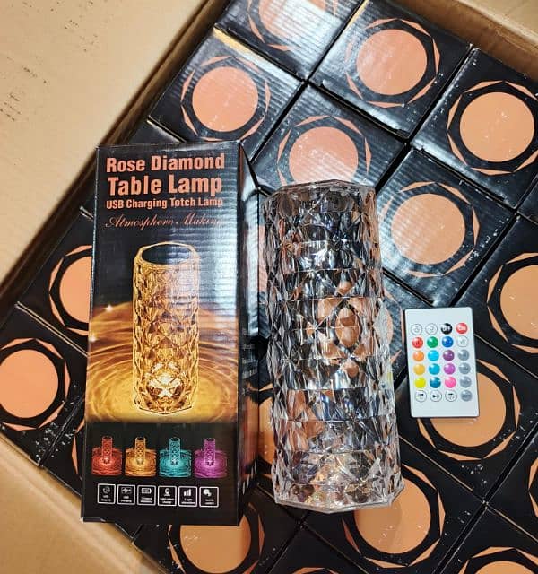 Rechargeable Rose Diamond Table Lamp with Wireless Remote 16RGB Colour 1