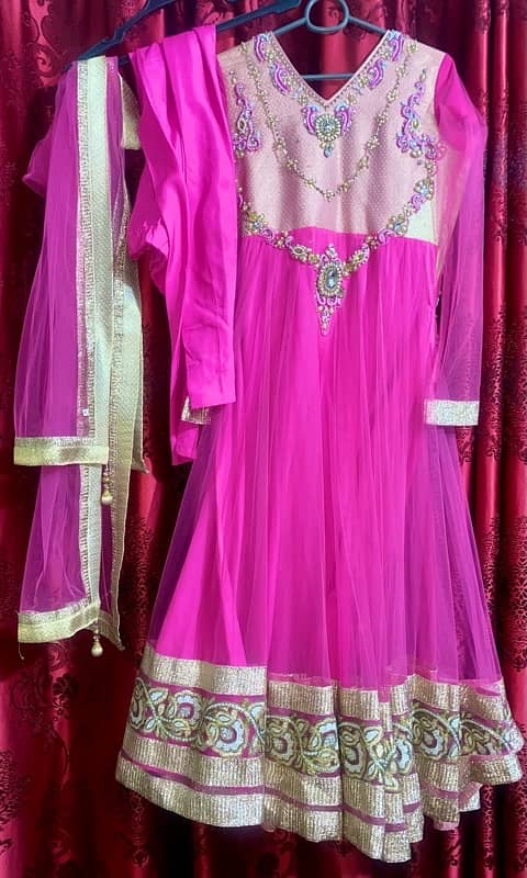 Bridal Pink net Maksi with net Duppata 1