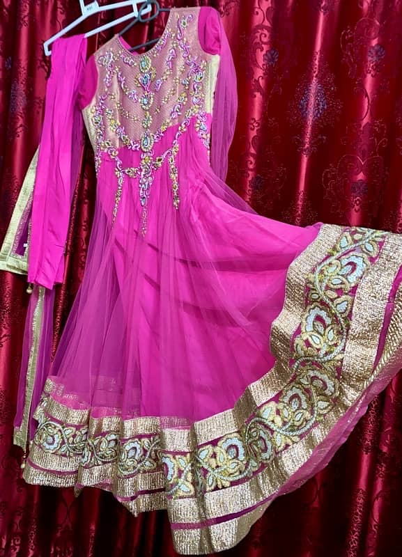 Bridal Pink net Maksi with net Duppata 16