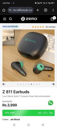 Zero Z 811 Earbuds For Sale