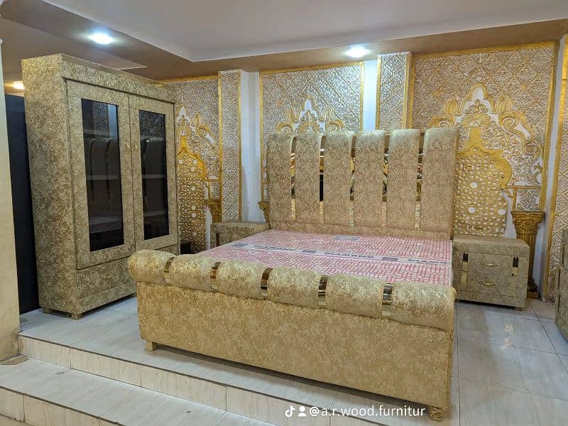 bed / double bed / king size bed / poshish bed / bed set / side table 10