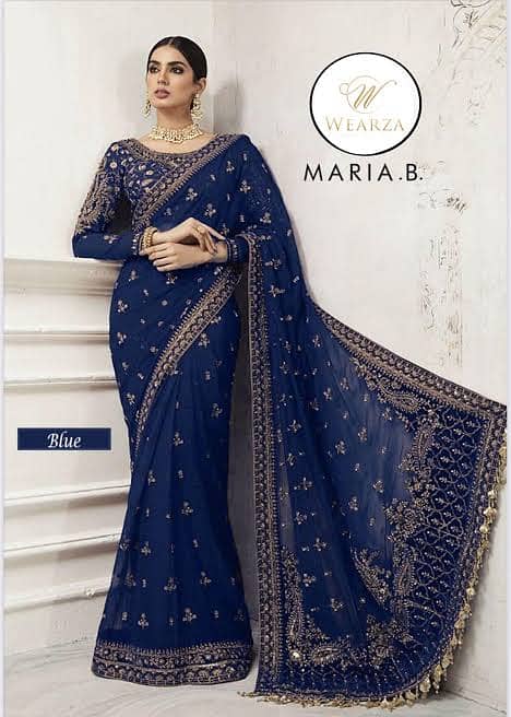 Maria b exclusive heavy embroidered saree 0