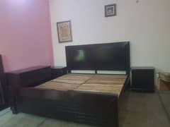 double bed set wooden with side tables and dressing tables