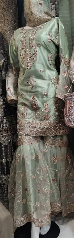 Kashee's heavy embroidered net gharara dress