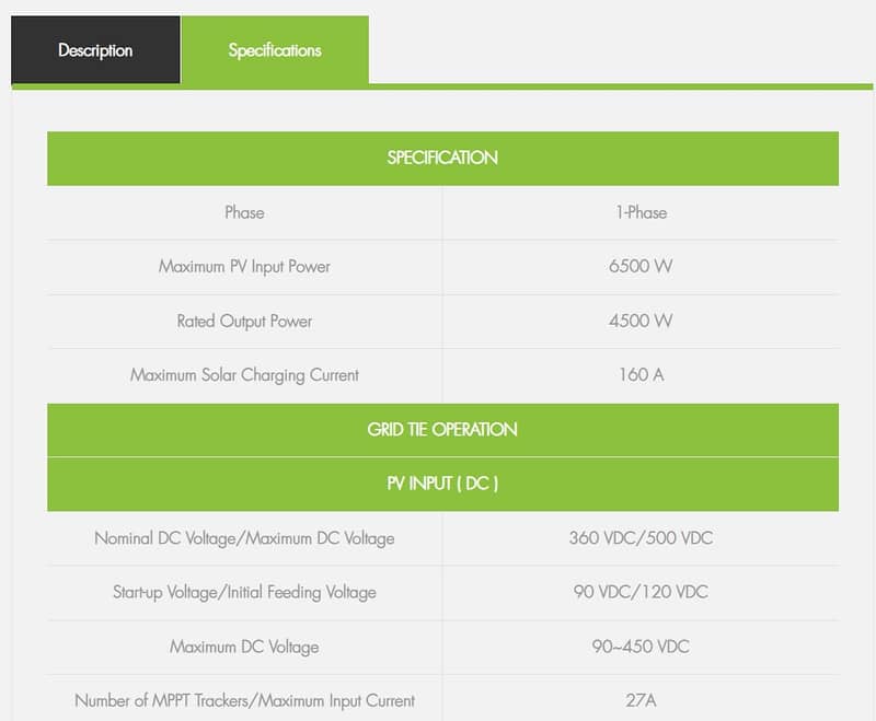 Solar Hybrid Inverter 4.5 & 6.5 (KW) 5G ON/OFF/MKS/KS PV6500 Diamond 5