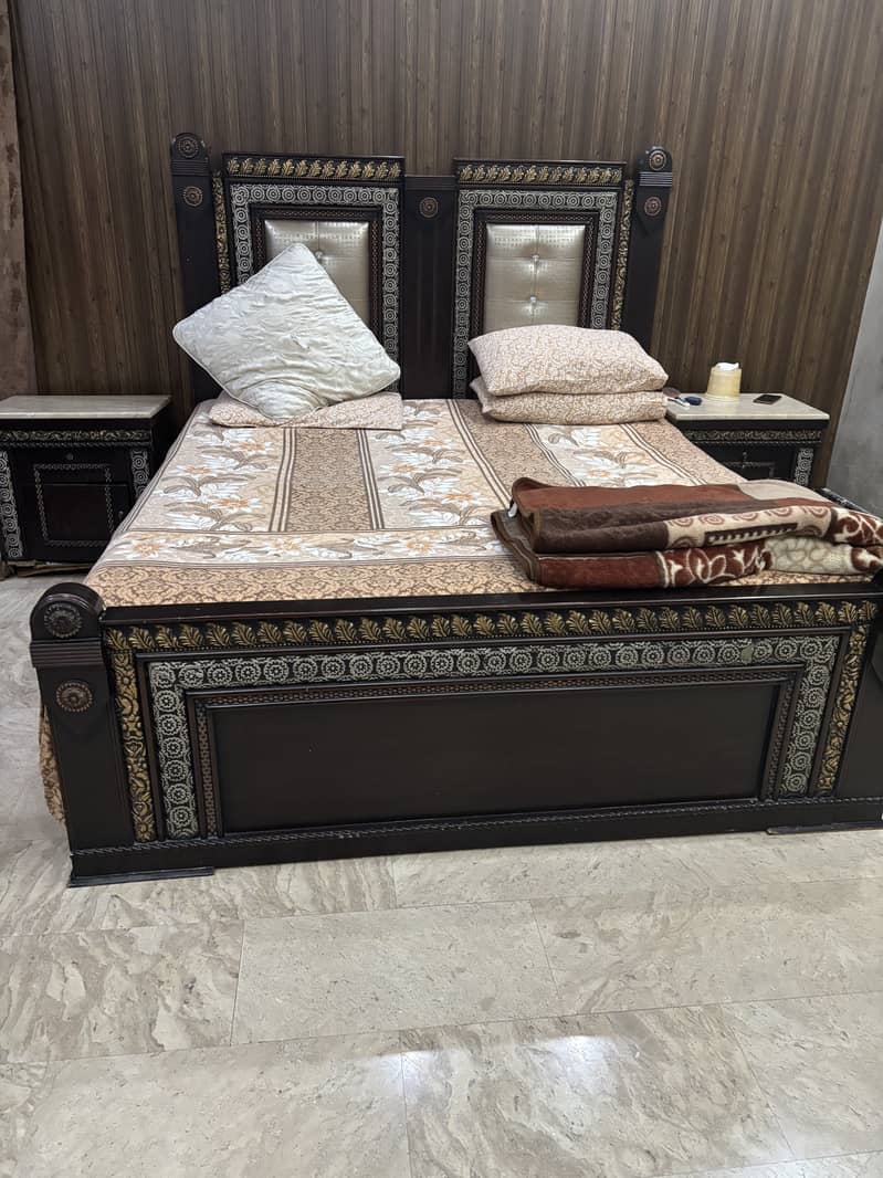 Bed set with side table and chair set 1