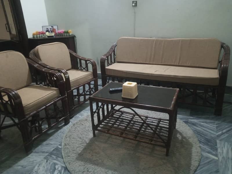 Cane Sofa set with Tables 3