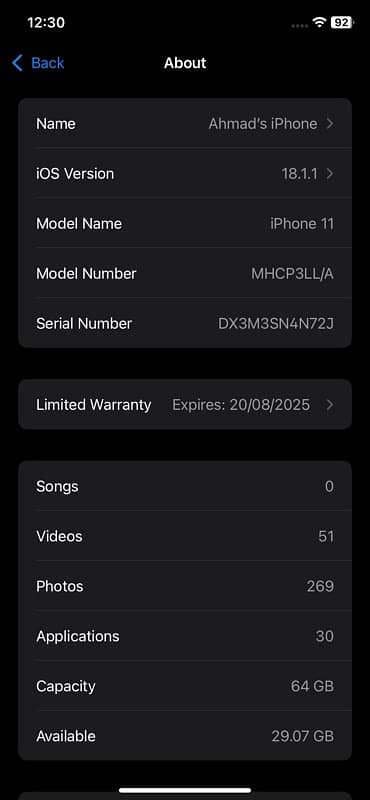 Iphone 11 64GB Non PTA August 2024 Purchase in official Warranty 9