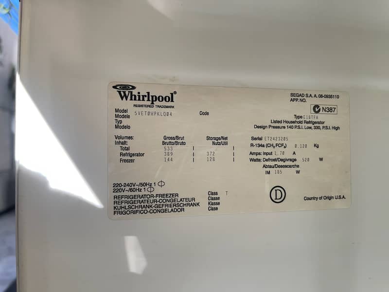 Whirlpool Fridge USA made 500cubic Feet 2